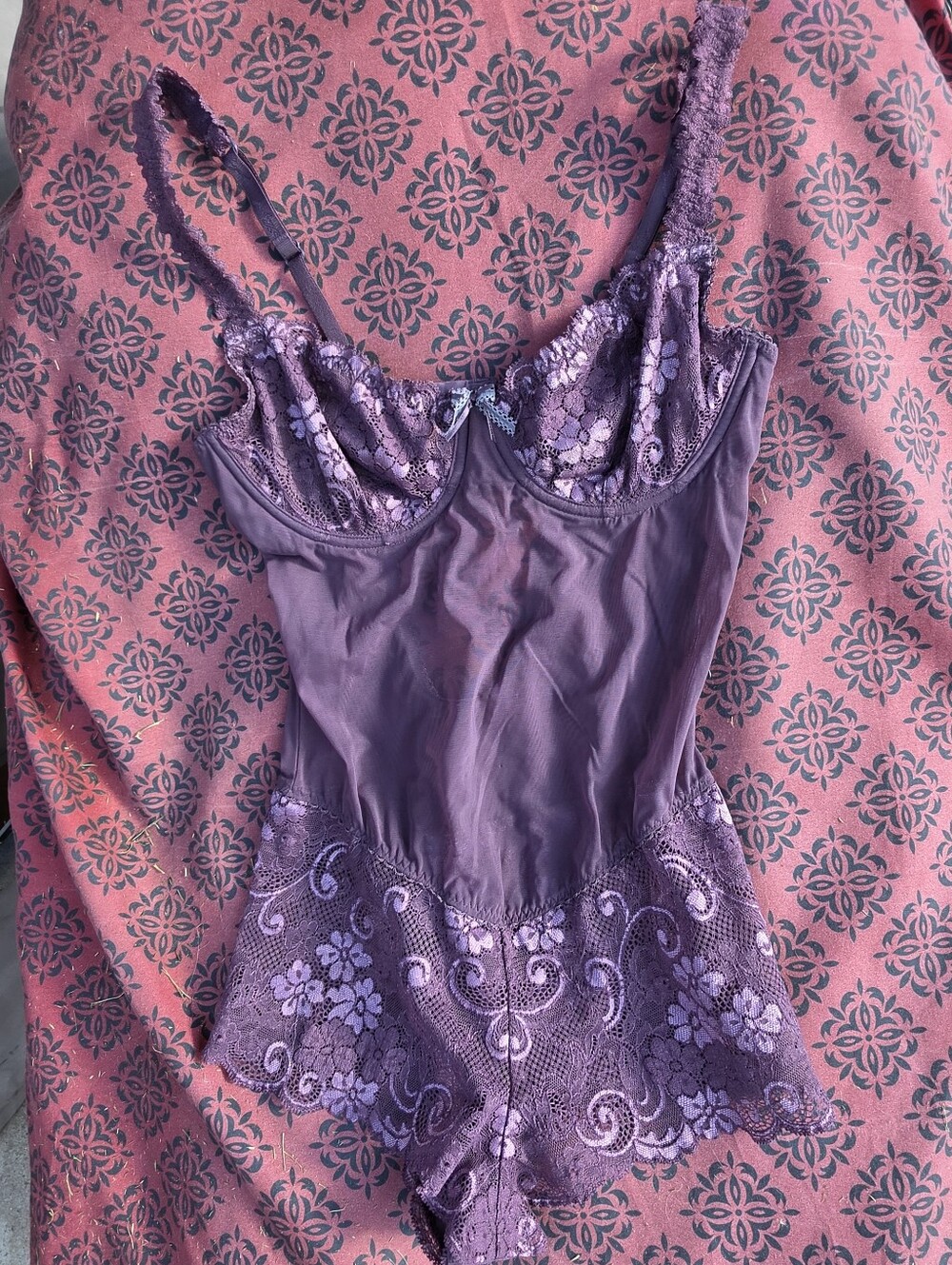 Victoria's Secret Angels 36C Purple Mesh Underwire Bodysuit